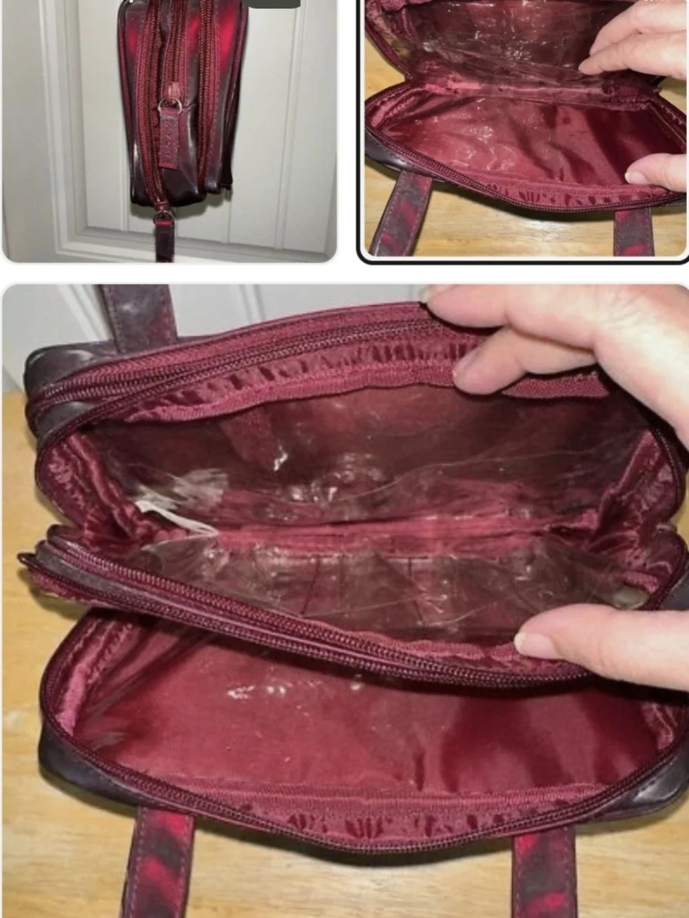 Avon Burgundy Double-Zip Cosmetic Case